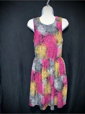 🌙MOON Sleeveless Dress Size Large Abstract Print Fully Lined